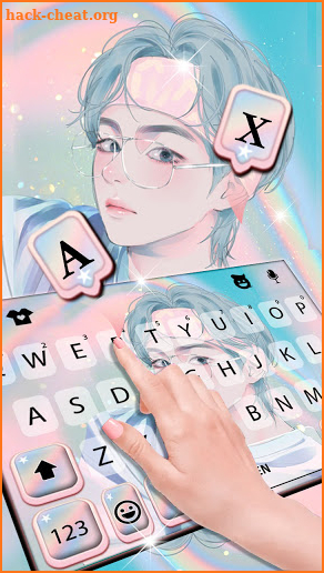 Cartoon Kpop Boy Keyboard Background screenshot