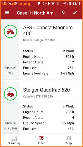 Case IH AFS Connect Fleet screenshot