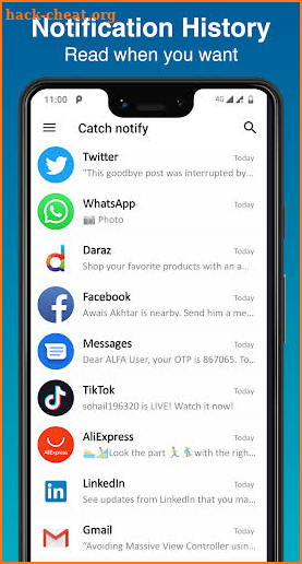 Catch notify - Notification History Log screenshot