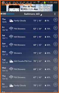 CBS Baltimore Weather screenshot