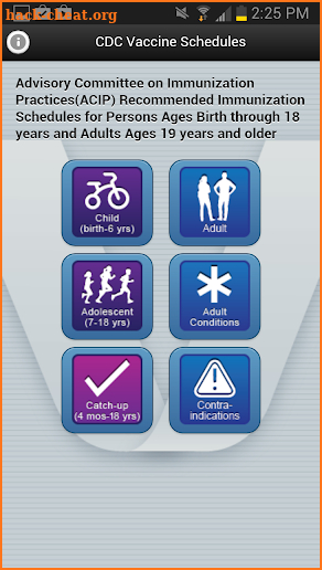 CDC Vaccine Schedules screenshot