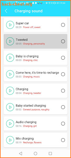 Cell phone battery Ringtones screenshot