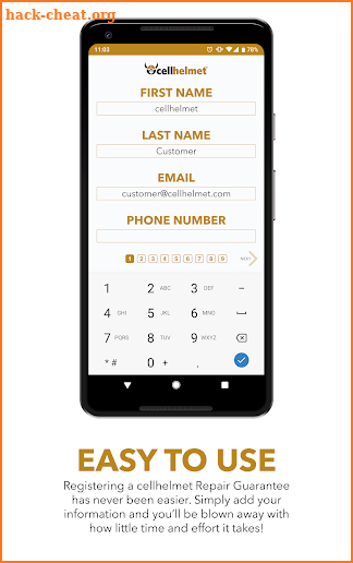 cellhelmet Registration screenshot