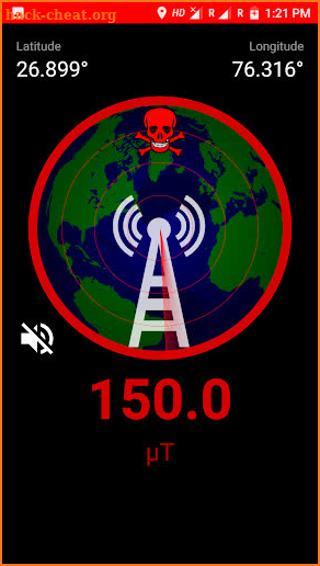 Cellular Radiation detector with lat-long screenshot