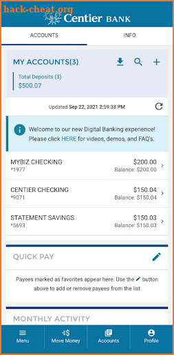 Centier Bank Mobile App screenshot