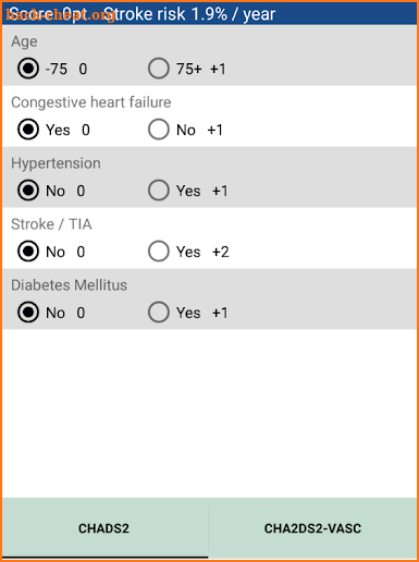 CHADS2 and CHA2DS2-VASc screenshot