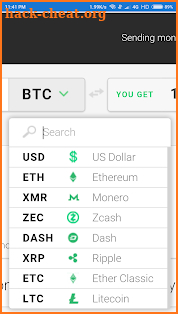 Changelly Exchange screenshot