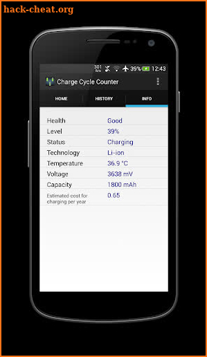 Charge Cycle Battery Stats screenshot