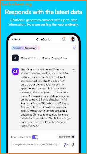 ChatSonic: Super ChatGPT App screenshot