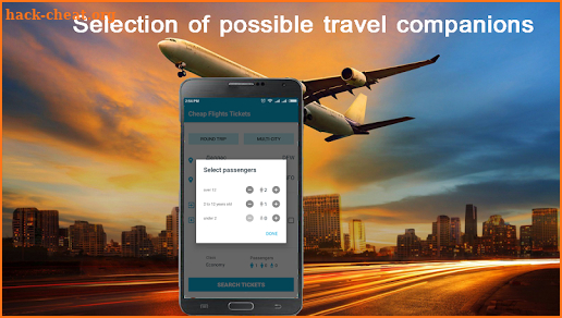 Cheap flights tickets screenshot