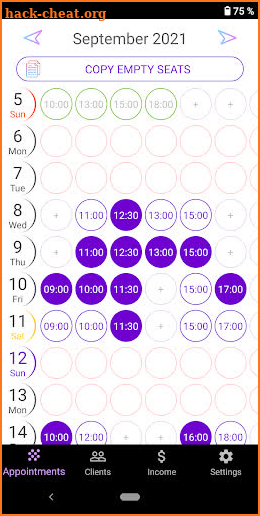 Check In Beauty - schedule screenshot