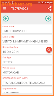 Check Vehicle Registration Owner RTO Details screenshot