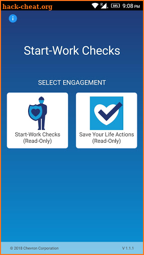 Chevron Start Work Checks screenshot