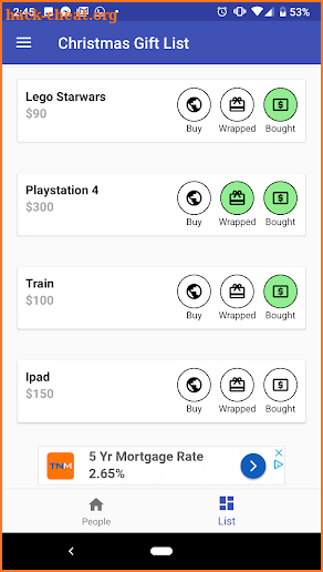 Christmas Gift List Organizer screenshot