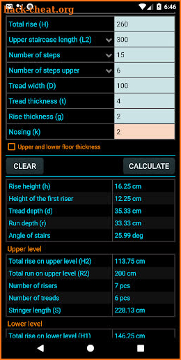 Classic stair calculator screenshot