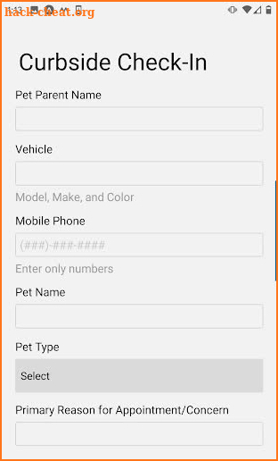 Clay Humane Curbside Check-In screenshot