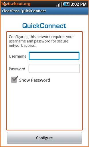 ClearPass QuickConnect screenshot