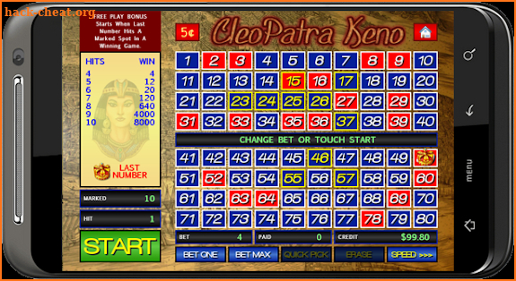 Cleopatra Keno screenshot