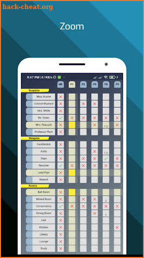 Clue Pad (Cluedo Notes) screenshot