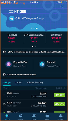 CoinTiger-multi-cryptocurrency exchange screenshot