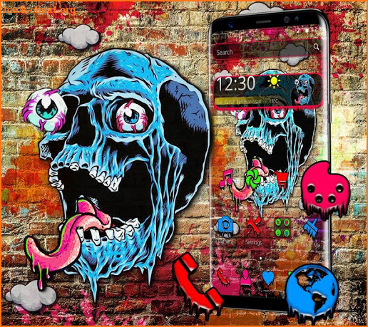 Color Devil Skull Graffiti Theme screenshot