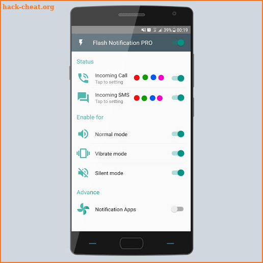 Color Flash Light Alert Calls & SMS colors screenshot