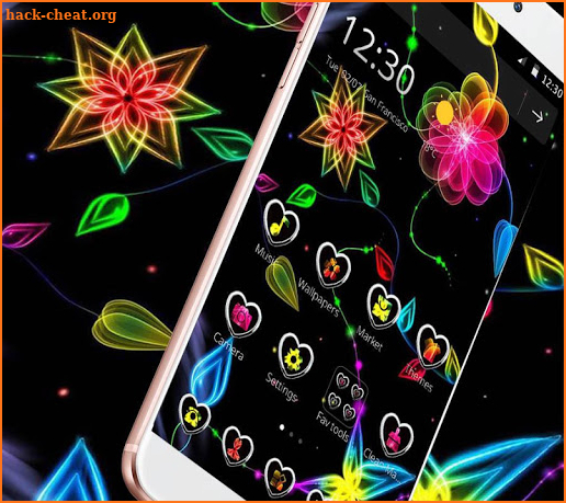 Color Neon Dark Flowers Theme screenshot