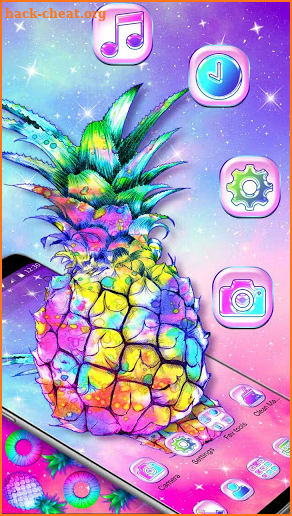 Colorful Galaxy Glitter Pineapple Theme screenshot