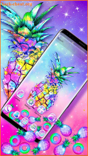 Colorful Galaxy Glitter Pineapple Theme screenshot