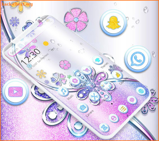 Colorful Glitter Diamond Flowers Theme screenshot