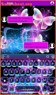 Colorful Glitter Neon Butterfly Keyboard Theme screenshot