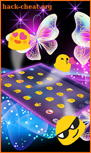 Colorful Glitter Neon Butterfly Keyboard Theme screenshot