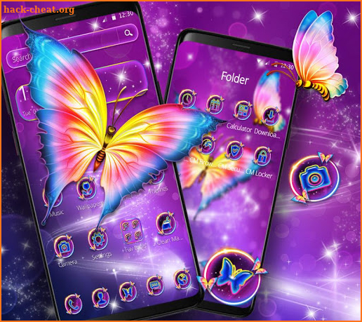 Colorful Neon Butterfly Theme screenshot