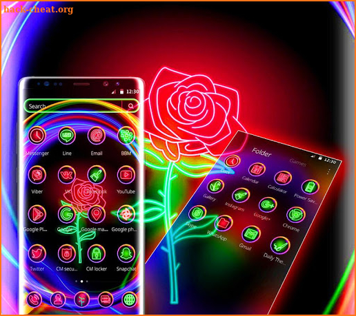 Colorful Neon Rose Theme screenshot