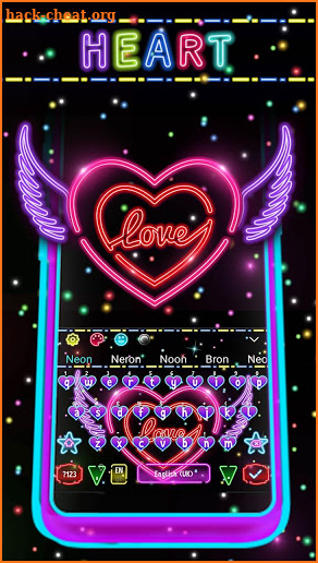 Colorful Neon Sparkling Heart Keyboard screenshot