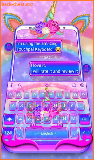 Colorful Pink Glitter Unicorn Keyboard Theme screenshot