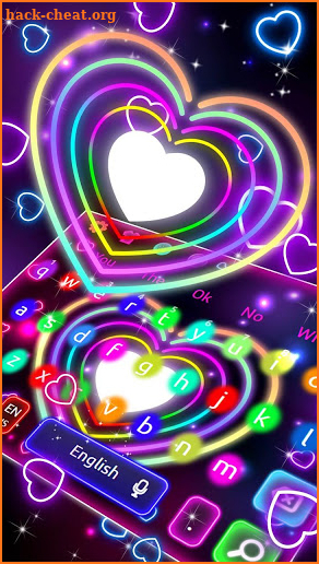 Colorful Sparkle Neon Heart Keyboard screenshot