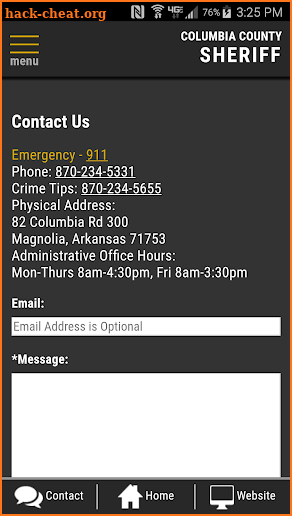 Columbia County AR Sheriffs Office screenshot