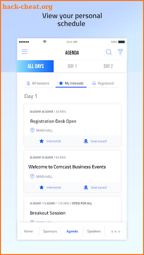 Comcast Business Events screenshot