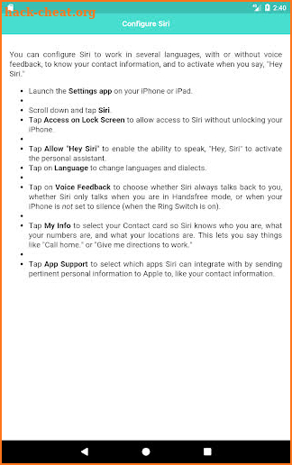 Commands and Tips for Siri screenshot