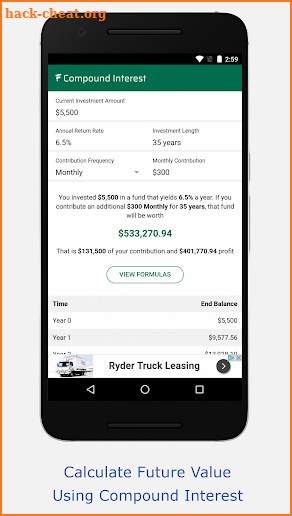 Compound Interest Calculator - Future Value (FV) screenshot