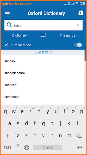 Concise Oxford English Dictionary & Thesaurus screenshot