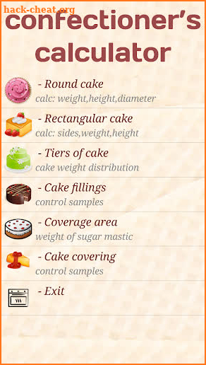 Confectioner’s calculator screenshot