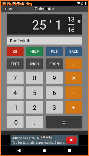 Construction Calculator (feet) screenshot