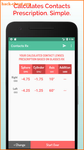 Contact Lens Calculator screenshot