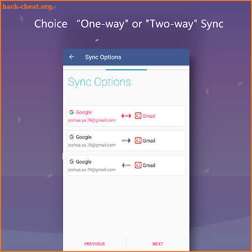 Contacts Sync, Transfer & Move for Gmail screenshot