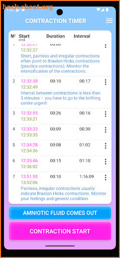 Contraction Timer screenshot