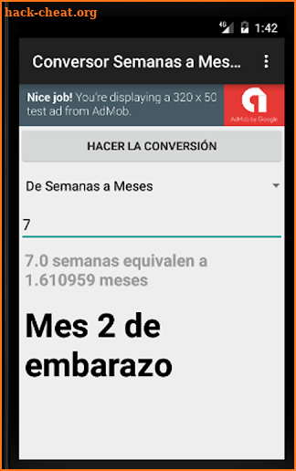 Conversor de Semanas a Meses de Embarazo screenshot