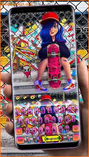 Cool Skate Girl Graffiti Keyboard Theme screenshot