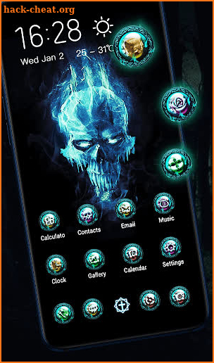 Cool Skull Bone Green Flame Theme 2019 screenshot